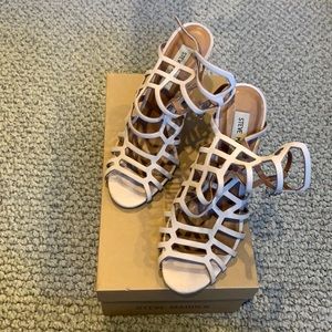 Steve Madden Slithur Tan Caged Heels, 8